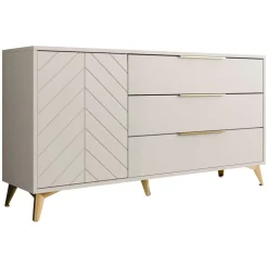 Madia 154x80h cm 1 anta 6 cassetti beige con frontali serigrafati Miriam