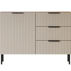 Madia 105x76h cm 1 anta 3 cassetti beige cashmere noce Serenia