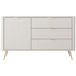 Madia 138x81h cm 1 anta 3 cassetti beige cannettato Ramis