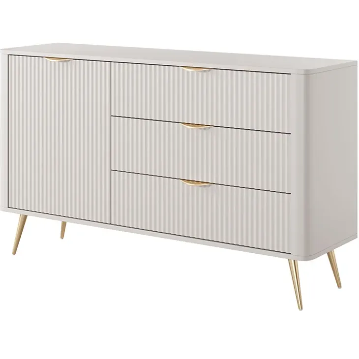 Madia 138x81h cm 1 anta 3 cassetti beige cannettato Ramis