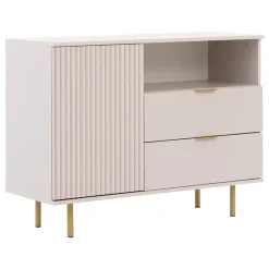 Madia 107x80h cm 1 anta 2 cassetti cannettato moderna beige Vanessa