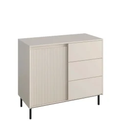 Madia 103x90h cm 1 anta 3 cassetti design cannettato beige cashmere Strike