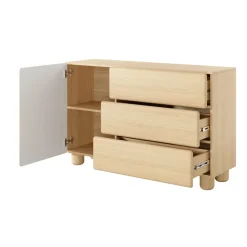 Madia 130x80h cm 1 anta 3 cassetti soggiorno rovere chiaro Mellow