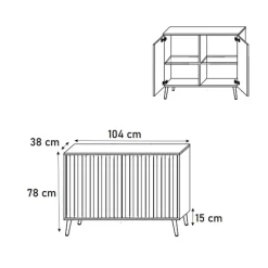 Madia 104x78h cm 2 ante cannettate moderna bianco Celestia