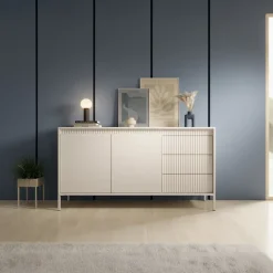 Madia 154x82h cm 2 ante 3 cassetti beige cannettato Ciar