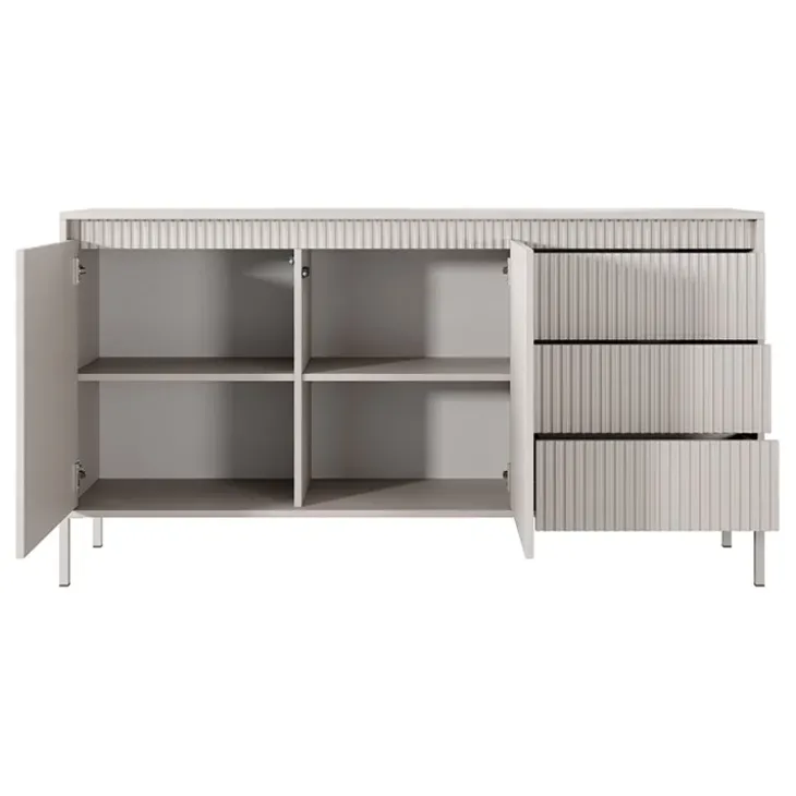 Madia 154x82h cm 2 ante 3 cassetti beige cannettato Ciar