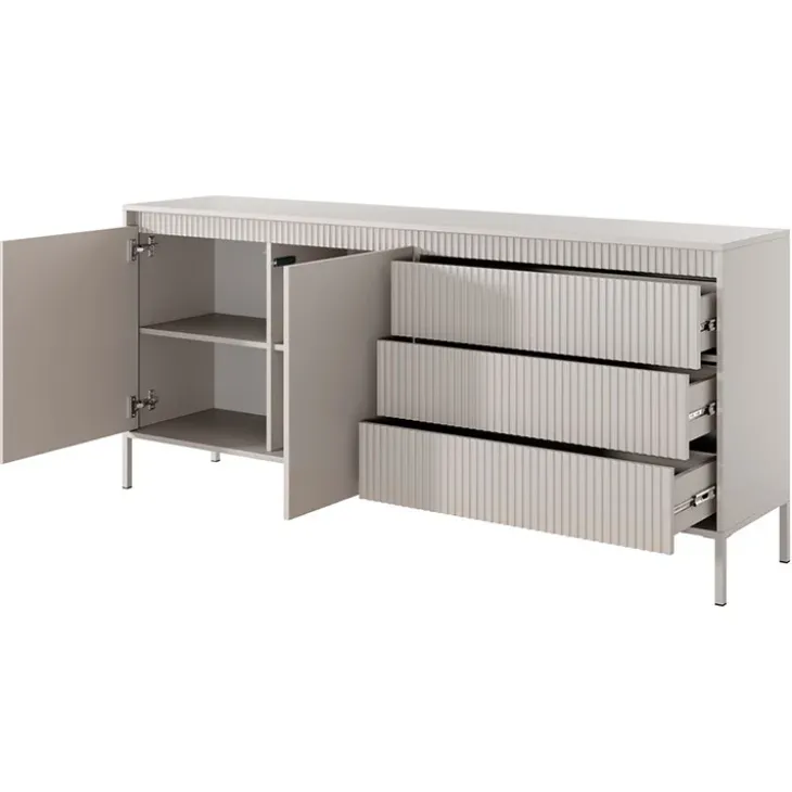 Madia 187x82h cm 2 ante 3 cassetti beige cannettato Ciar