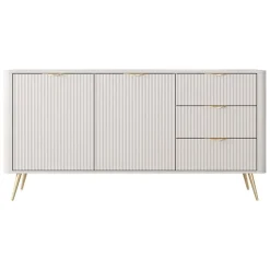 Madia 163x81h cm 2 ante 3 cassetti beige cannettato Ramis