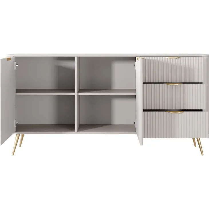 Madia 163x81h cm 2 ante 3 cassetti beige cannettato Ramis