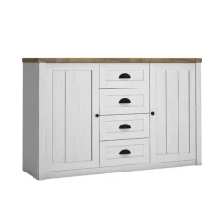 Madia 130x88h cm 2 ante 4 cassetti bianco frassinato rovere Provenza