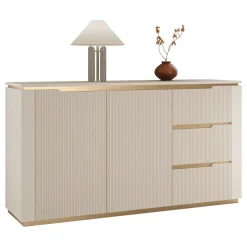 Madia 153x84h cm 2 ante 3 cassetti cannettato beige cashmere oro Gatsby