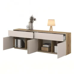 Madia 200x64h cm 4 ante 2 cassetti cashmere rovere Delia