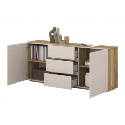 Madia 150x64h cm 2 ante 3 cassetti cashmere rovere Delia