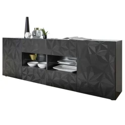 Madia 241x84h cm 2 ante 4 cassetti grigio lucido con serigrafia Marvis