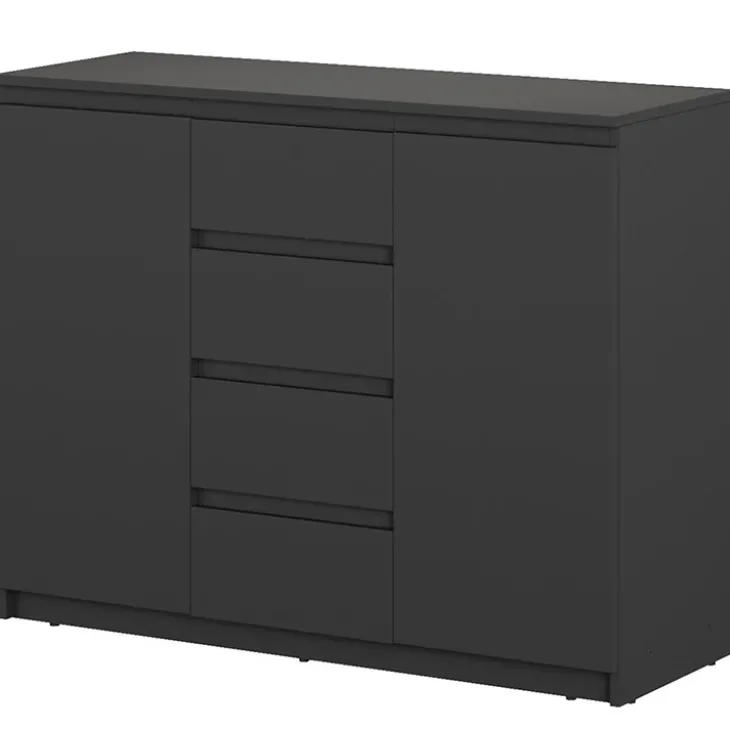 Madia 109x85h cm 2 ante 4 cassetti moderna nero Ombra