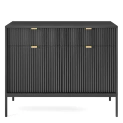 Madia 104x83h cm 2 ante 2 cassetti moderna nero cannettato Alisa