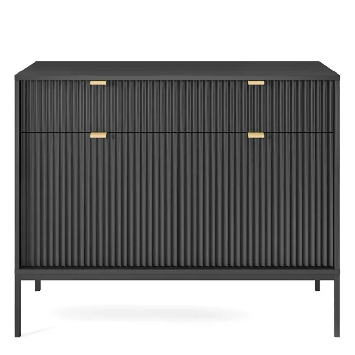 Madia 104x83h cm 2 ante 2 cassetti moderna nero cannettato Alisa