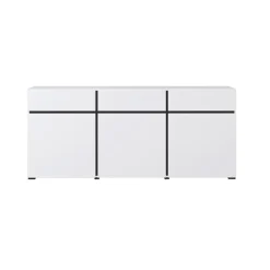 Madia 180x78h cm 3 ante 3 cassetti moderna bianco opaco nero Lolla