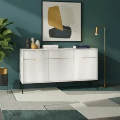 Madia 154x83h cm 3 ante 3 cassetti moderna grigio Alisa