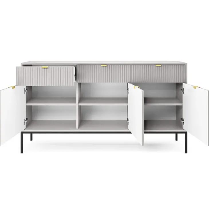 Madia 154x83h cm 3 ante 3 cassetti moderna grigio Alisa