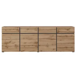 Madia 225x78h cm 4 ante 4 cassetti moderna rovere nero Lolla