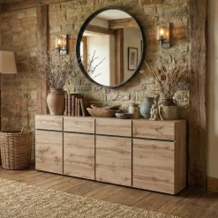 Madia 225x78h cm 4 ante 4 cassetti moderna rovere nero Lolla