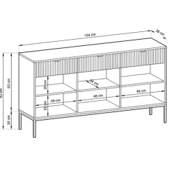 Madia 154x83h cm 3 ante 3 cassetti moderna bianco Alisa