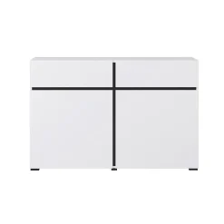 Madia 120x78h cm 2 ante 2 cassetti moderna bianco opaco nero Lolla
