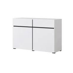 Madia 120x78h cm 2 ante 2 cassetti moderna bianco opaco nero Lolla