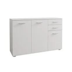 Madia 106x76h cm 3 ante 2 cassetti moderna bianco Ely