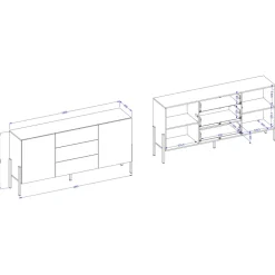 Madia 180x90h cm 2 ante 3 cassetti moderna bianco Simple