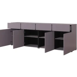 Madia 225x78h cm 4 ante 4 cassetti moderna lilla nero Lolla