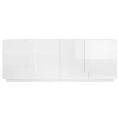 Madia 241x90h cm 2 ante 3 cassetti moderna bianco laccato lucido Alvarez