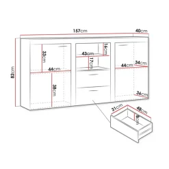 Madia 157x82h cm 2 ante 2 cassetti moderna rovere chiaro Haarlem