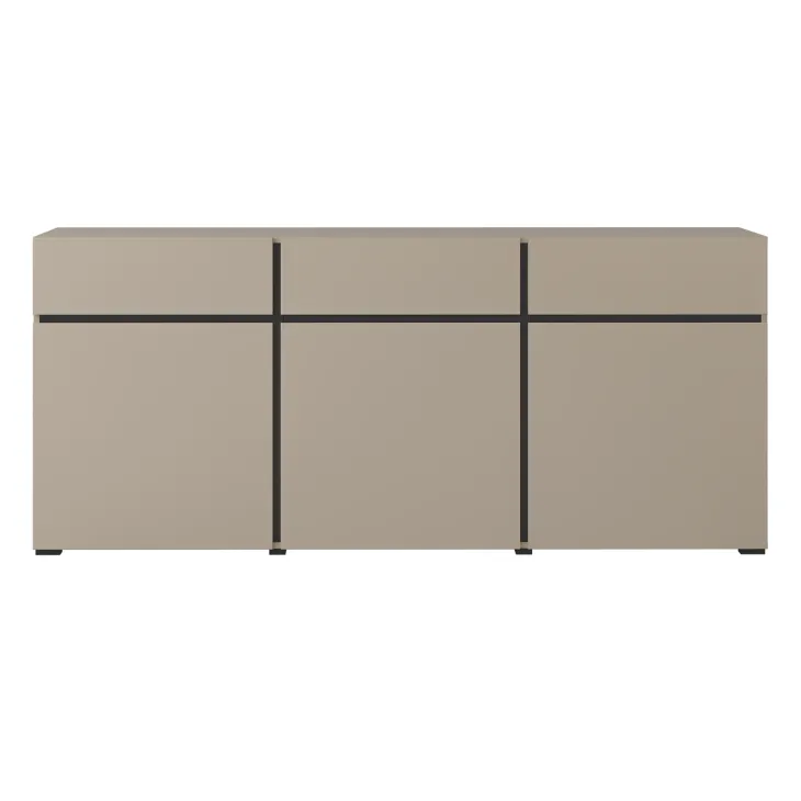 Madia 180x78h cm 3 ante 3 cassetti moderna tortora nero Lolla