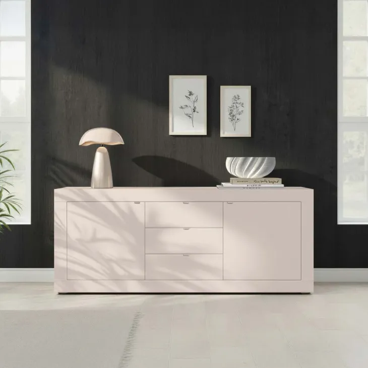 Madia 210x86h cm 2 ante 3 cassetti moderna beige cashmere Eternity