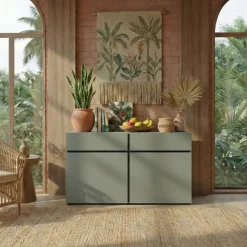 Madia 120x78h cm 2 ante 2 cassetti moderna verde nero Lolla