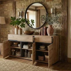 Madia 180x78h cm 3 ante 3 cassetti moderna rovere nero Lolla