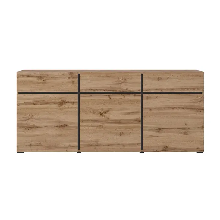 Madia 180x78h cm 3 ante 3 cassetti moderna rovere nero Lolla