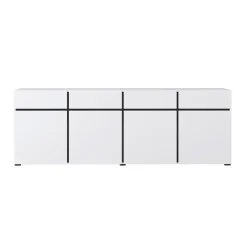 Madia 225x78h cm 4 ante 4 cassetti moderna bianco opaco nero Lolla
