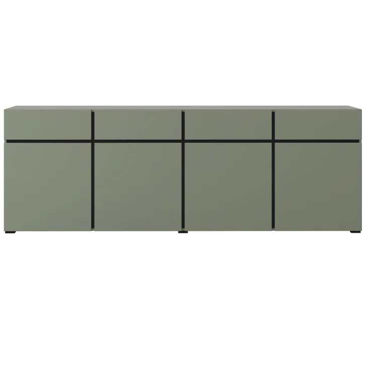 Madia 225x78h cm 4 ante 4 cassetti moderna verde nero Lolla