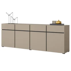Madia 225x78h cm 4 ante 4 cassetti moderna tortora nero Lolla