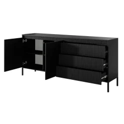 Madia 187x82h cm 2 ante 3 cassetti nero opaco cannettato Ciar