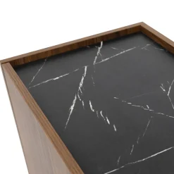 Madia 160x78h cm 2 ante 3 cassetti piano effetto marmo nero noce Caliva