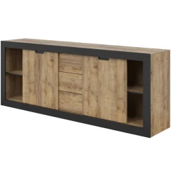 Madia 220x 85h cm 2 ante 3 cassetti rovere rustico nero Ilyssa