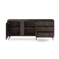 Madia 195x81h cm 2 ante 3 cassetti soggiorno wengè nero Vesper