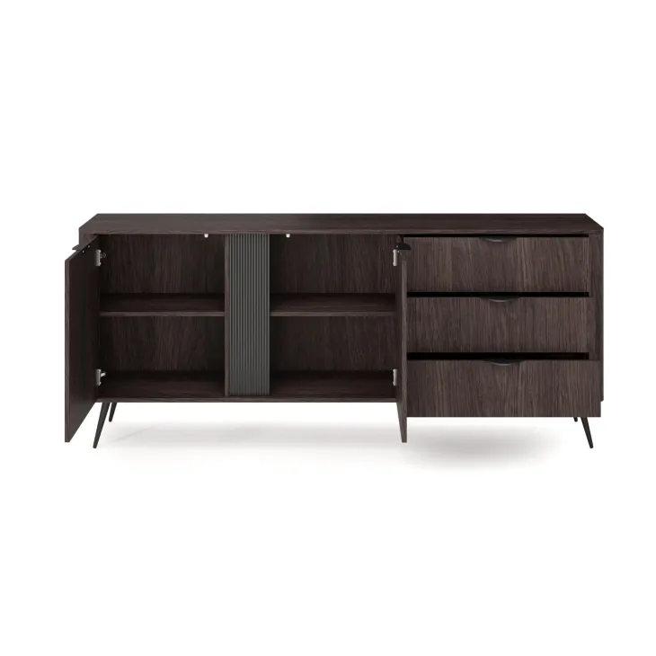 Madia 195x81h cm 2 ante 3 cassetti soggiorno wengè nero Vesper