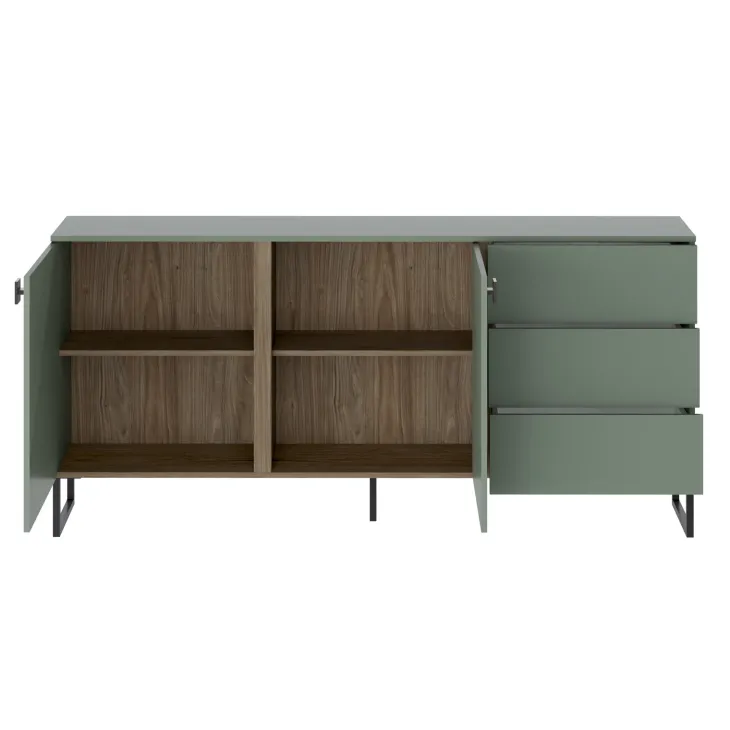 Madia 184x87h cm 2 ante 3 cassetti verde salvia scuro rovere Selvia