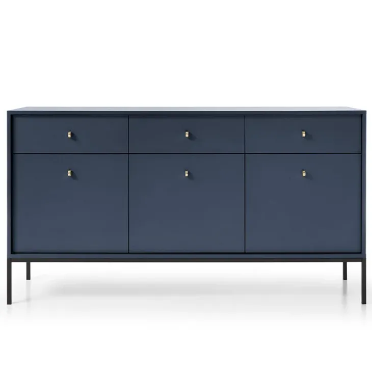 Madia 154x83h cm 3 ante con cassetti moderna blu notte Glory