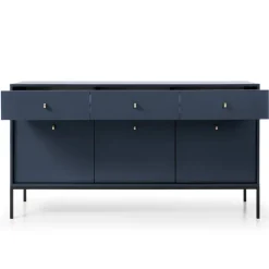 Madia 154x83h cm 3 ante con cassetti moderna blu notte Glory